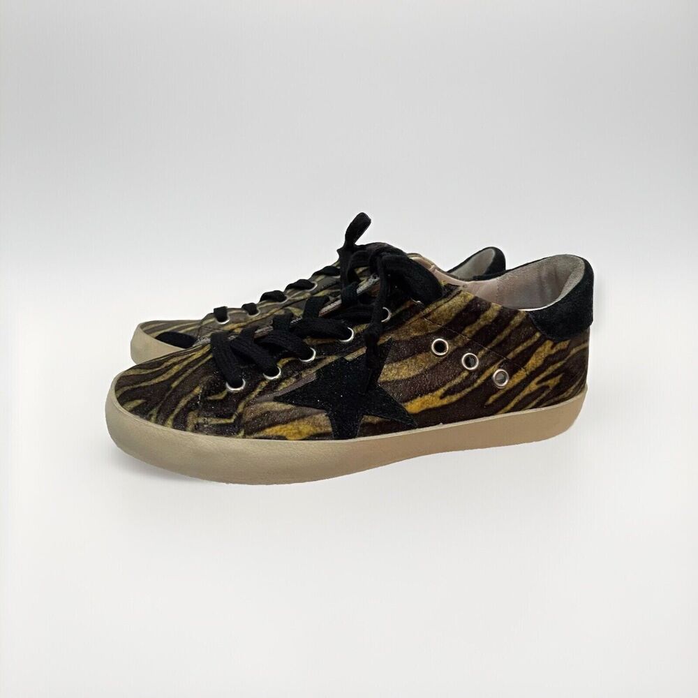 Womens Golden Goose Superstar Pony Hair Tiger Sneakers-37
